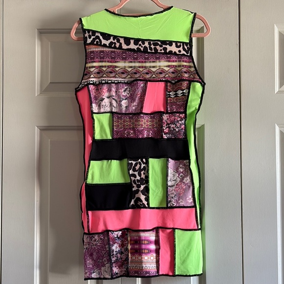Colorful Patchwork Sleeveless Dress - Picture 2 of 3